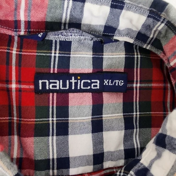 Vintage Nautica Plaid Holiday Button Down Pocket Shirt - Picture 3 of 6